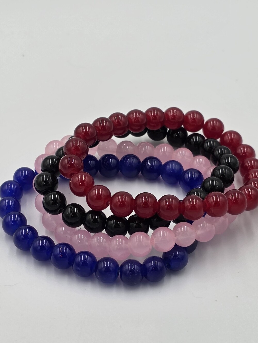 Agate Pink Quartz Multicolor Healing‎ Beaded Stretch Bracelet Set New